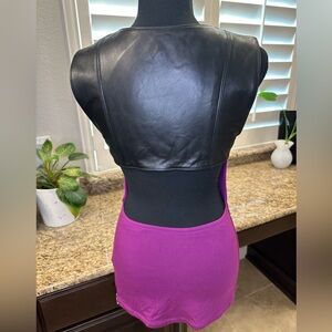 NWOT Sky Tank Top backless with Faux Leather Back Panel – Size Medium